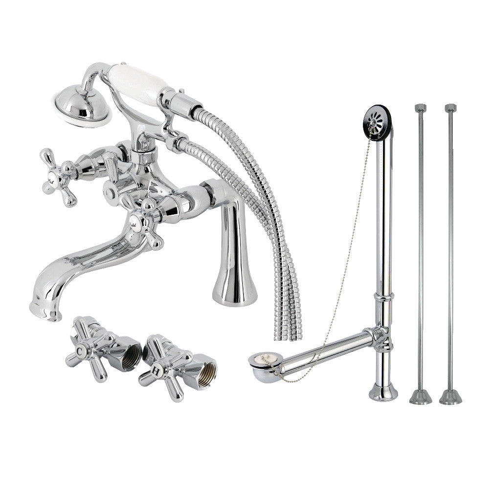 Vintage Deck Mount Clawfoot Tub Faucet Package with Supply Line