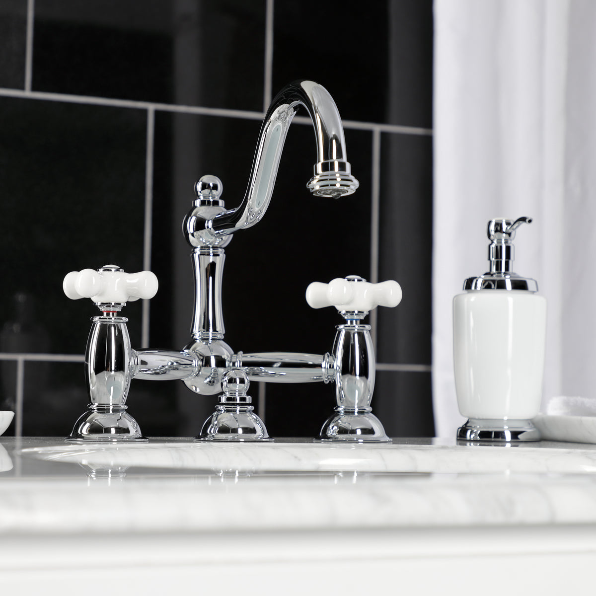 Kingston Brass KS3911PX Restoration Bathroom Bridge Faucet