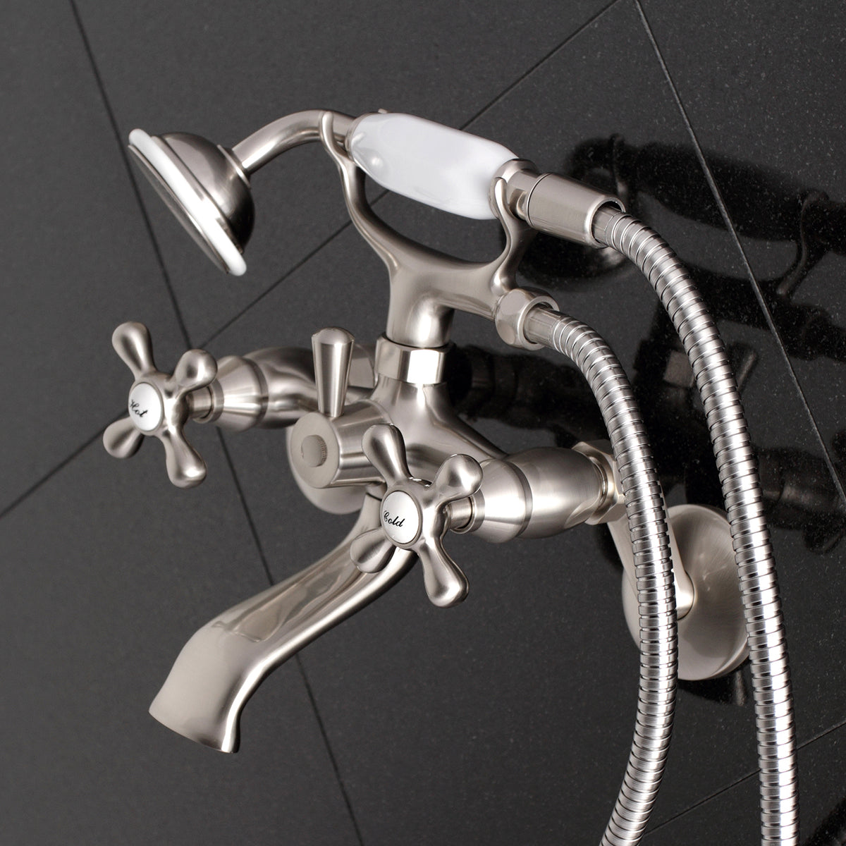 Kingston Wall Mount Clawfoot Tub Faucet with Hand Shower