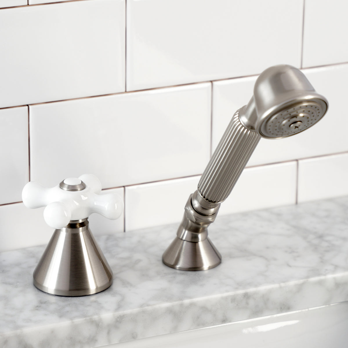 Kingston Brass Deck Mount Hand Shower with Diverter for Roman Tub Faucet