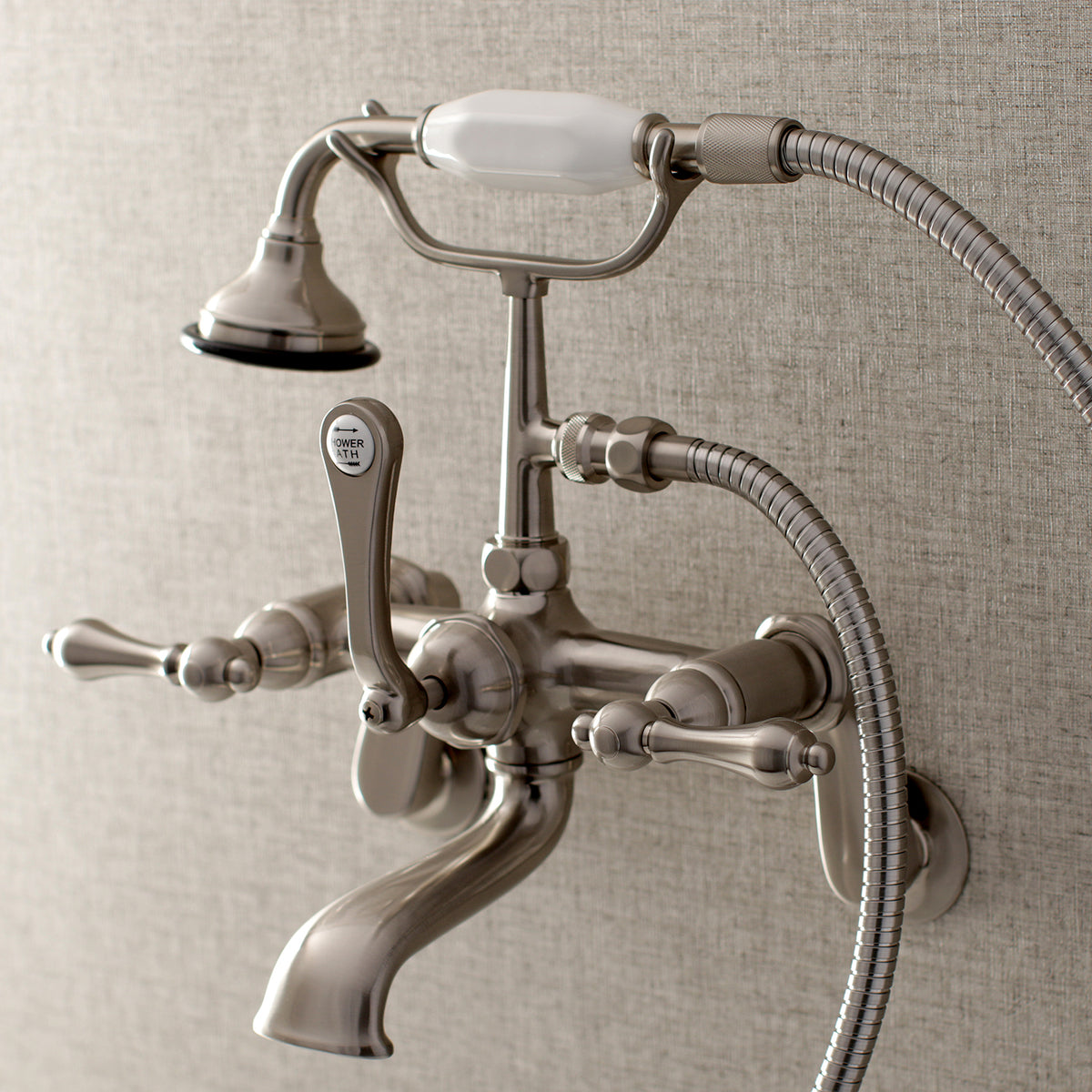 Aqua Vintage 7-Inch Adjustable Wall Mount Tub Faucet with Hand Shower