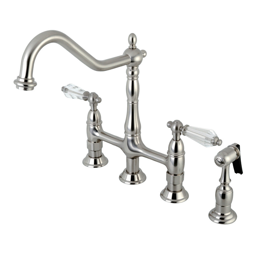 Kingston Brass KS1275WLLBS Wilshire Bridge Kitchen Faucet with Brass Sprayer