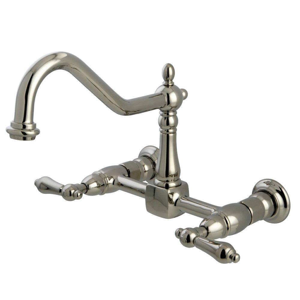 Kingston Brass KS1242AL Heritage Wall Mount Bridge Kitchen Faucet
