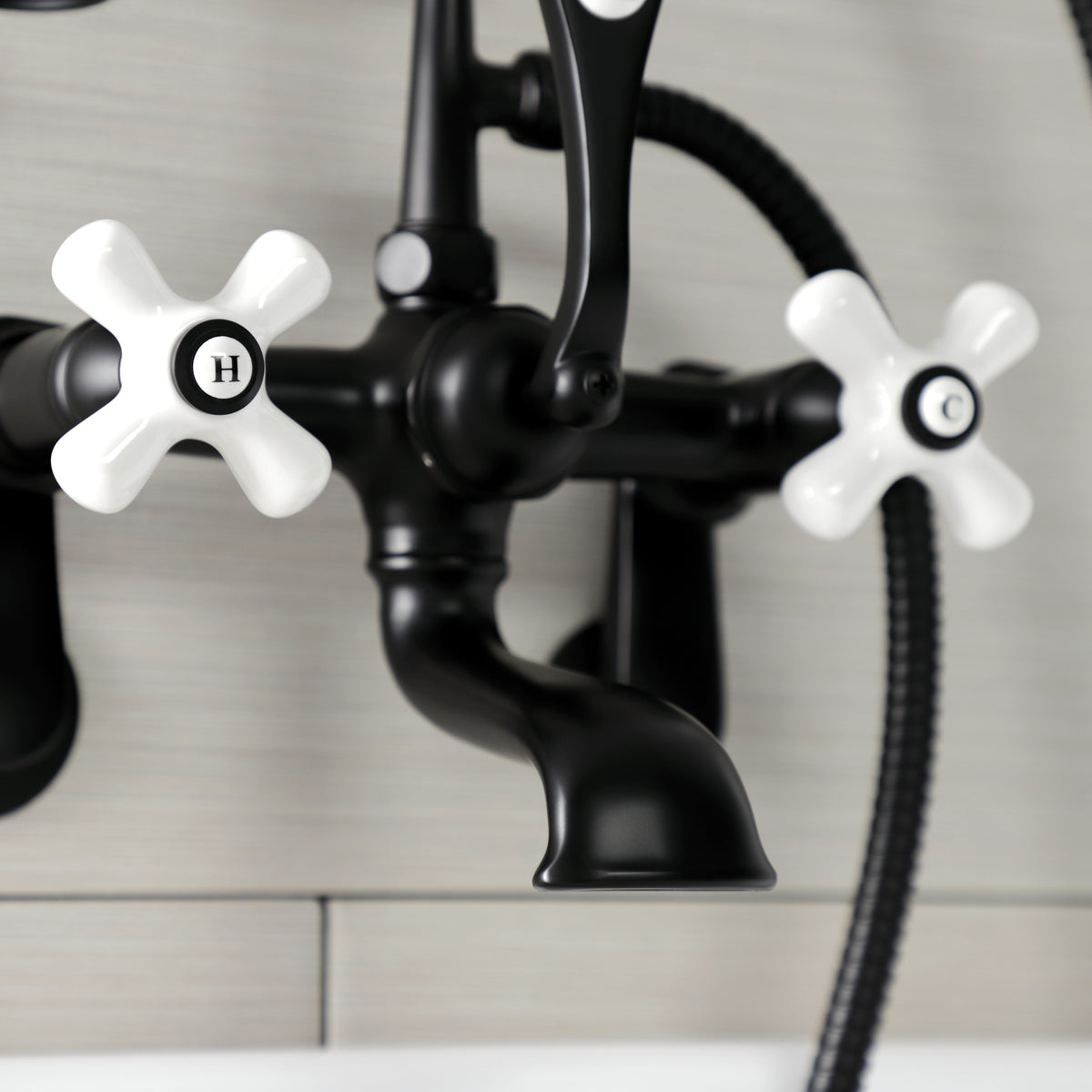 Aqua Vintage Wall Mount Tub Faucet with Hand Shower