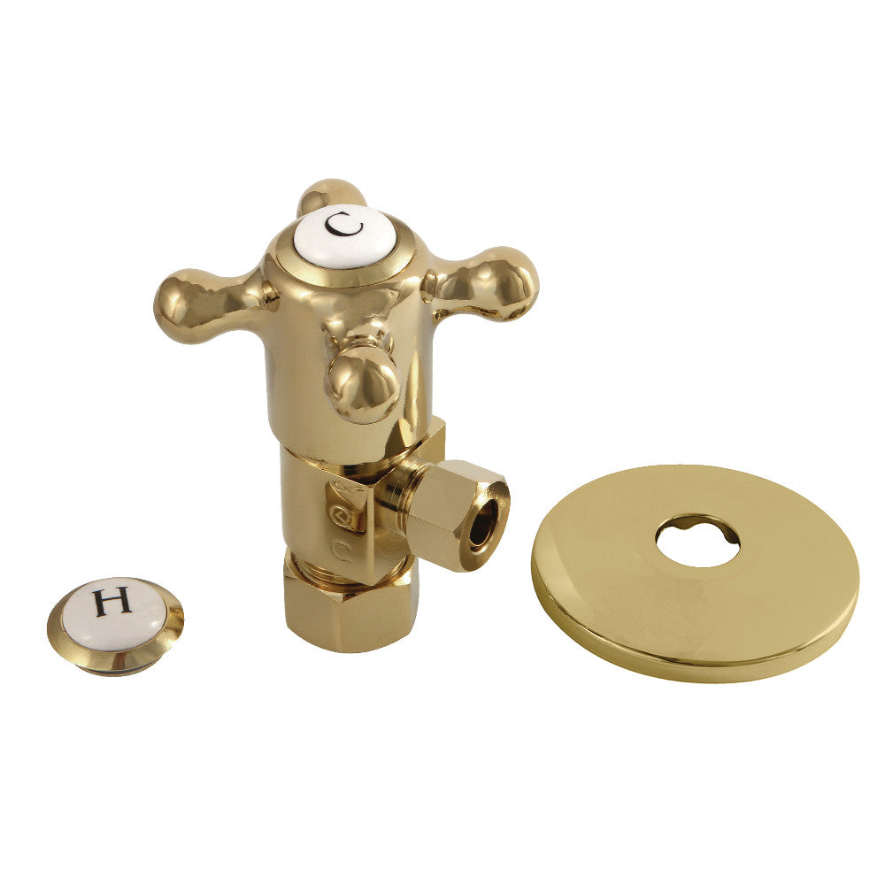 Kingston Brass 5/8"O.D x 3/8" O.D Anti-Seize Deluxe Quarter Turn Ceramic Hardisc Cartridge Angle Stop with Flange