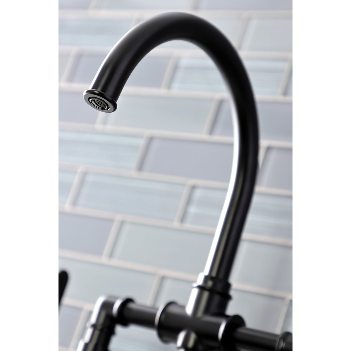 Kingston Brass KS2330KL Whitaker Industrial Style Bridge Kitchen Faucet with Brass Sprayer