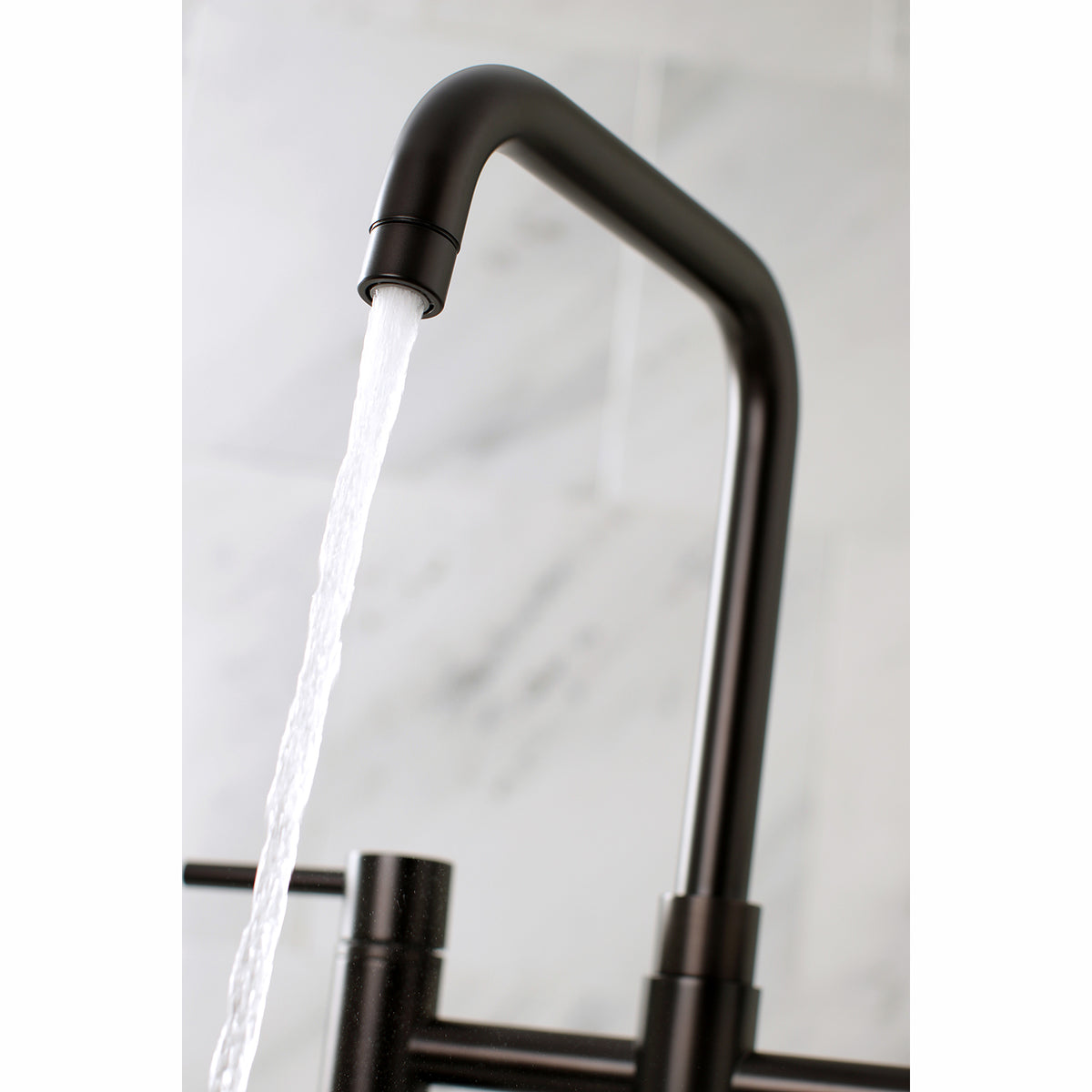 Kingston Brass KS8287DLBS Concord Two-Handle Bridge Kitchen Faucet with Brass Sprayer