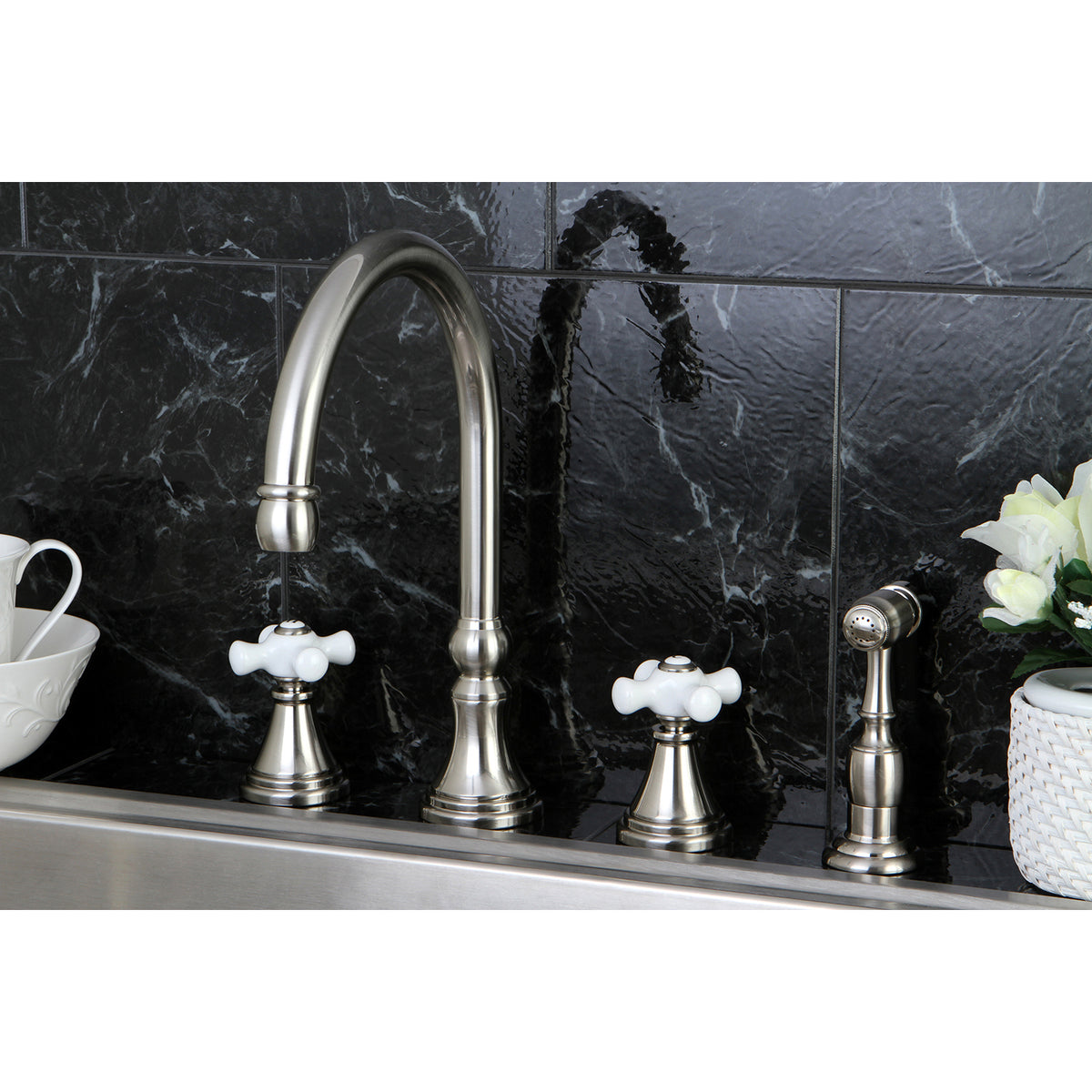 Kingston Brass KS2792PXBS Widespread Kitchen Faucet