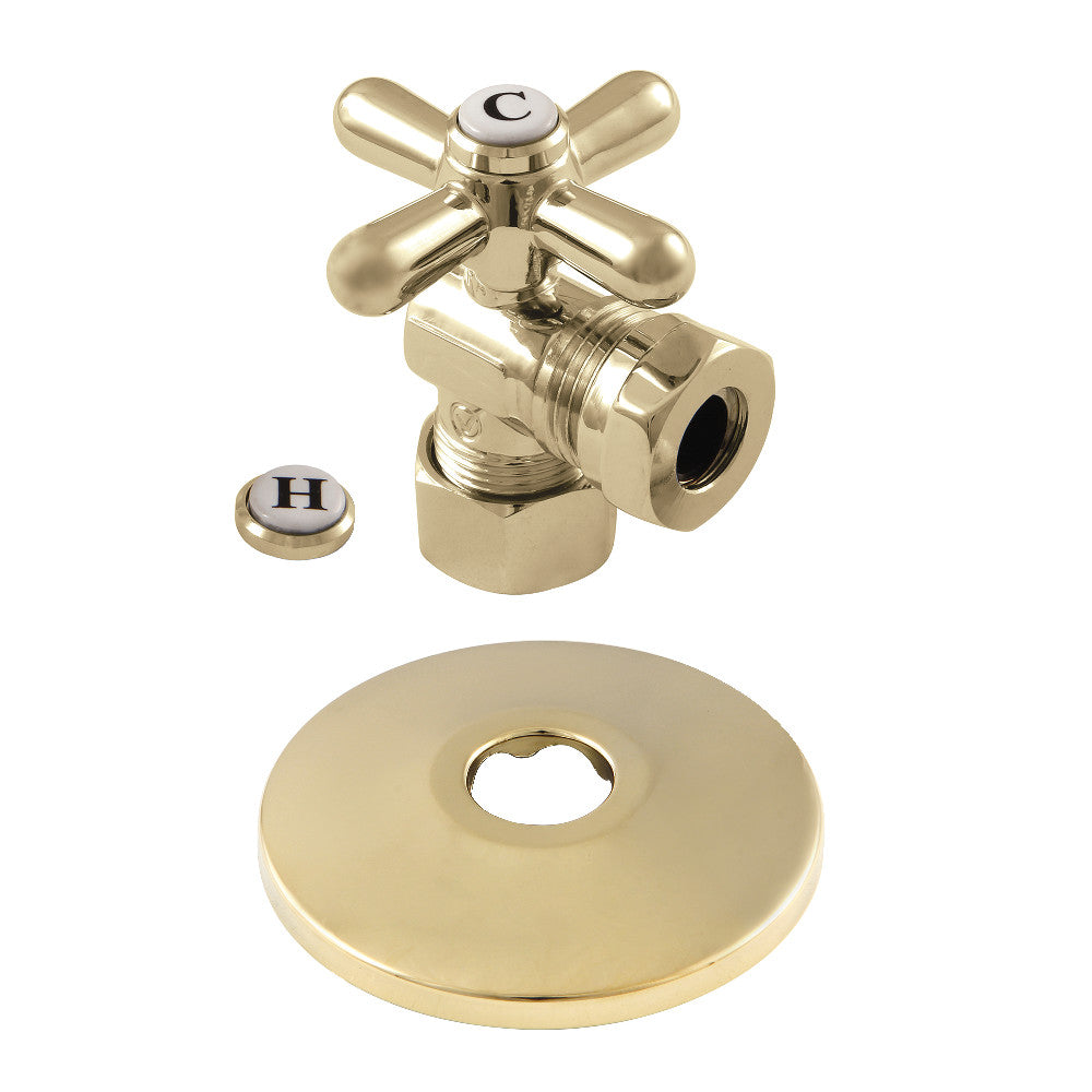 Kingston Brass 5/8-Inch OD X 1/2-Inch or 7/16-Inch Slip Joint Quarter-Turn Angle Stop Valve with Flange