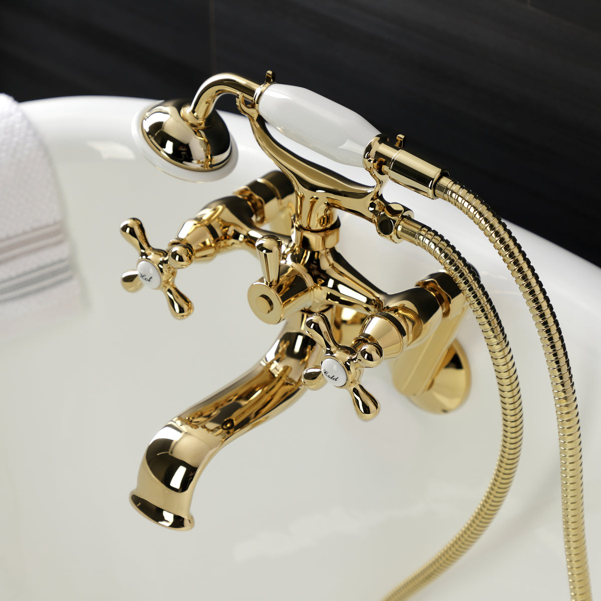 Kingston Wall Mount Clawfoot Tub Faucet with Hand Shower