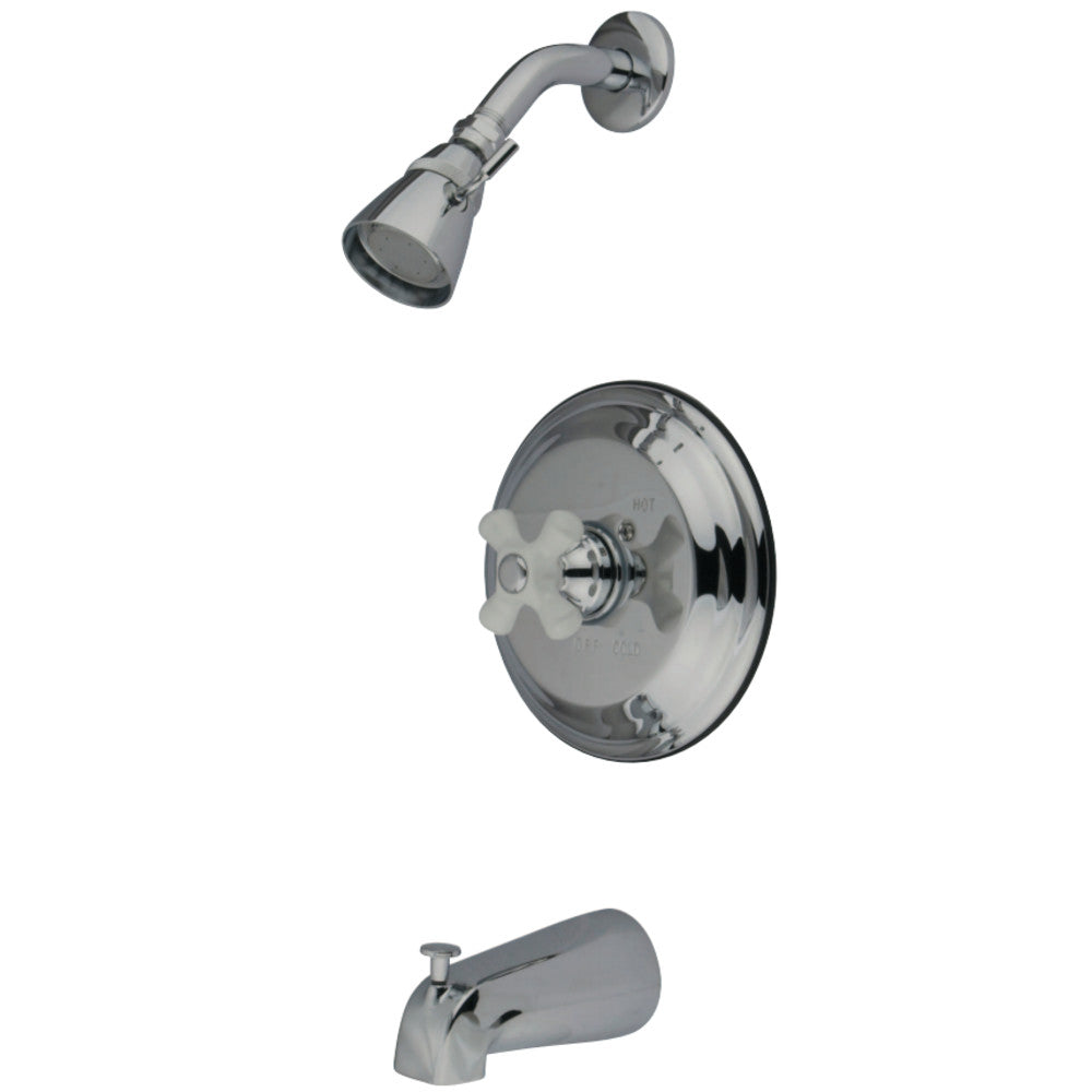 Water Saving Restoration Tub and Shower Faucet with Porcelain Cross Handles