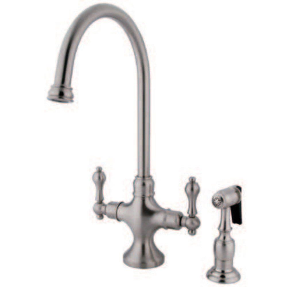 Kingston Brass KS1761ALBS Vintage Classic Kitchen Faucet With Brass Sprayer
