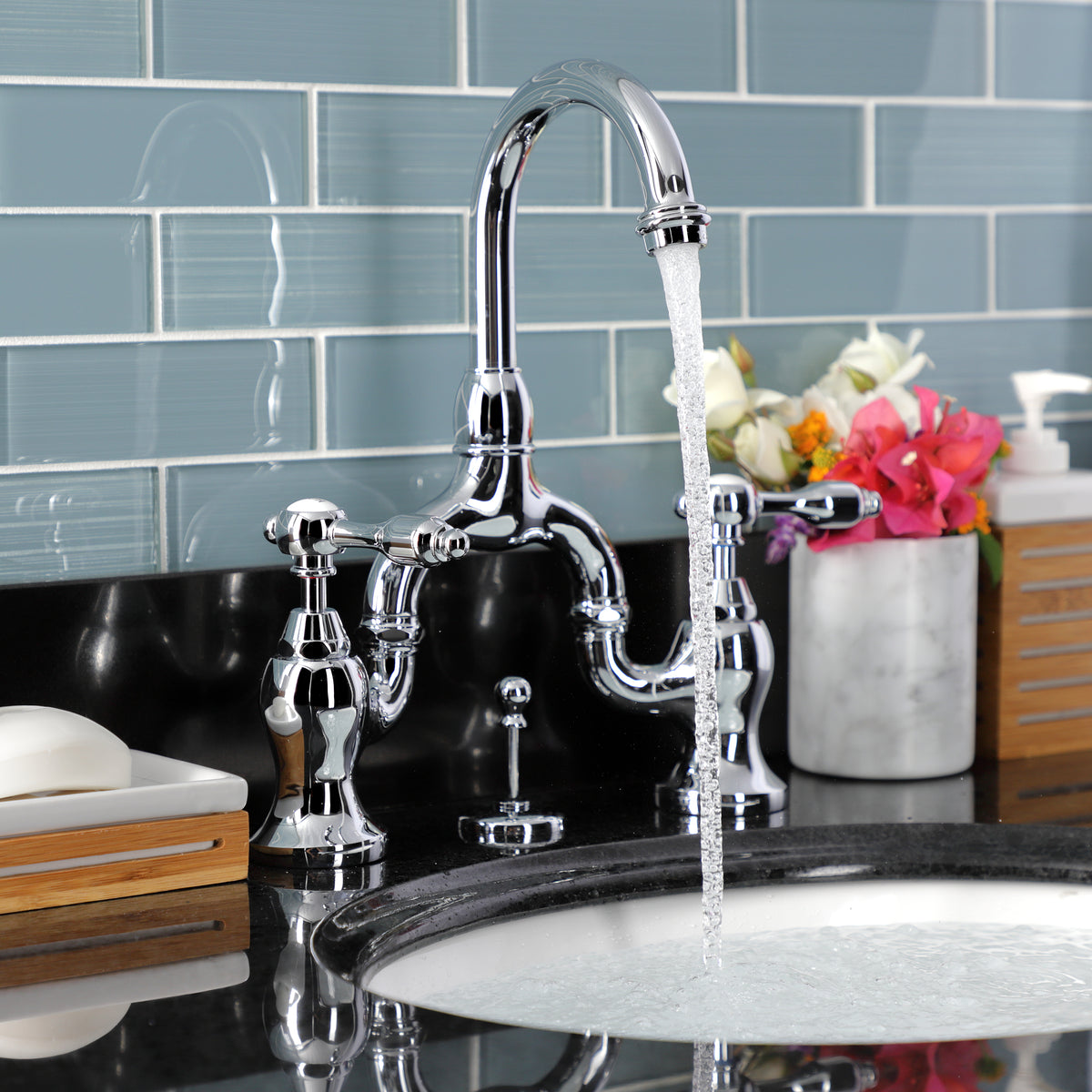 Kingston Brass KS7992TAL Tudor Bridge Bathroom Faucet with Brass Pop-Up