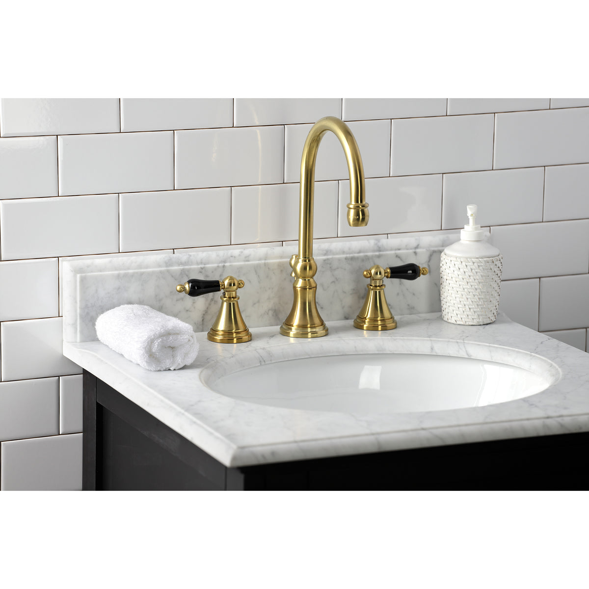 Kingston Brass KS2982PKL Duchess Widespread Bathroom Faucet with Brass Pop-Up
