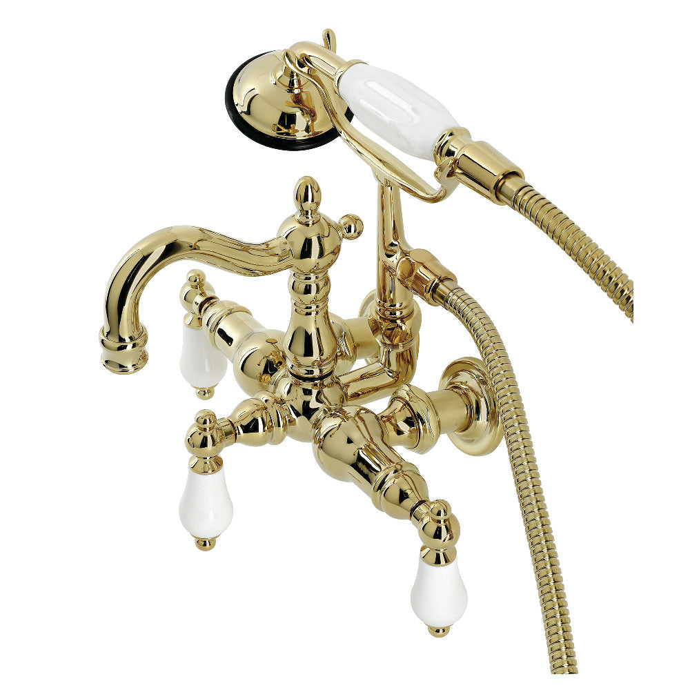 Heritage 3-3/8" Tub Wall Mount Clawfoot Tub Faucet with Hand Shower