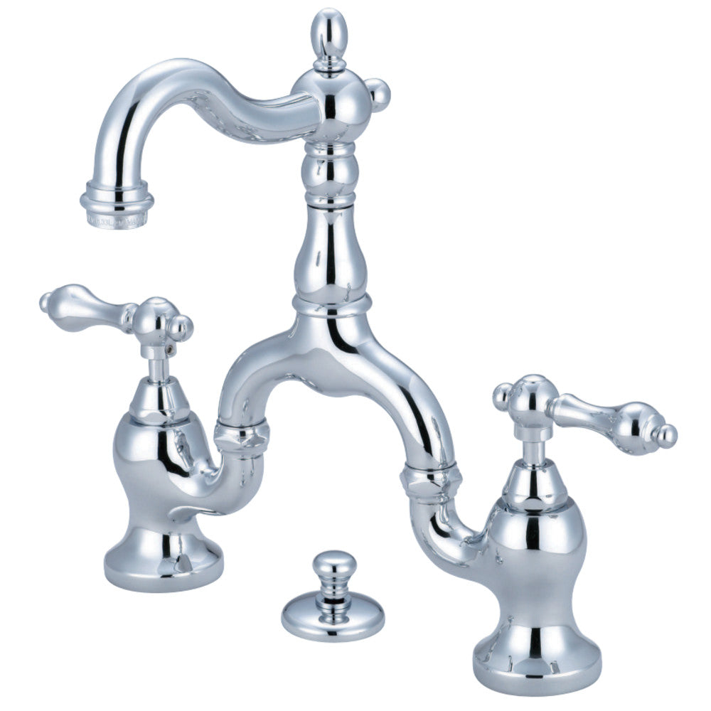 Kingston Brass KS7975AL English Country Bridge Bathroom Faucet with Brass Pop-Up