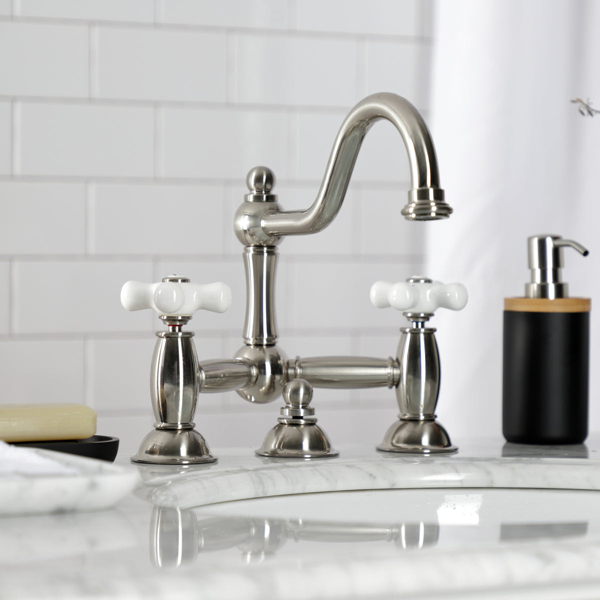 Kingston Brass KS3911PX Restoration Bathroom Bridge Faucet
