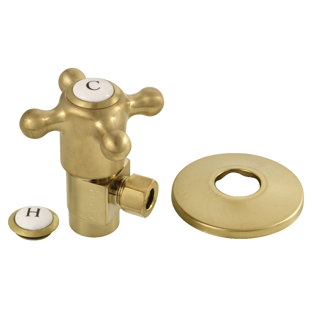 Kingston Brass 1/2"IPS x 3/8"O.D. Anti-Seize Deluxe Quarter-Turn Ceramic Hardisc Cartridge Angle Stop with Flange
