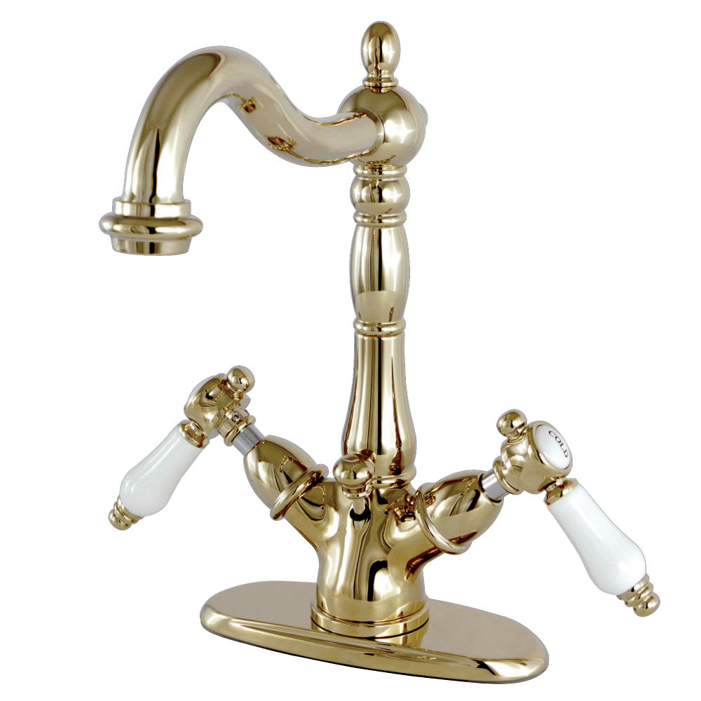 Kingston Brass KS1431BPL Bel-Air Two-Handle Bathroom Faucet with Brass Pop-Up and Cover Plate
