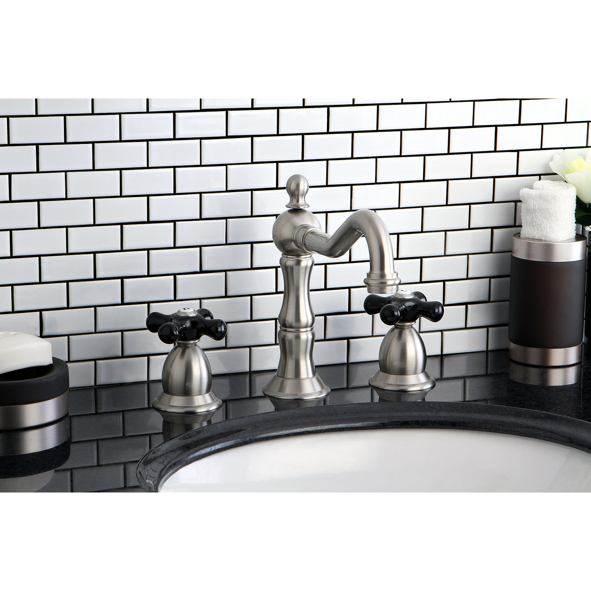 Kingston Brass KS1971PKX Duchess Widespread Bathroom Faucet with Brass Pop-Up