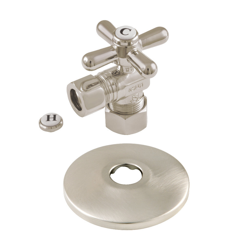 Kingston Brass 5/8-Inch OD X 1/2-Inch OD Comp Quarter-Turn Angle Stop Valve with Flange
