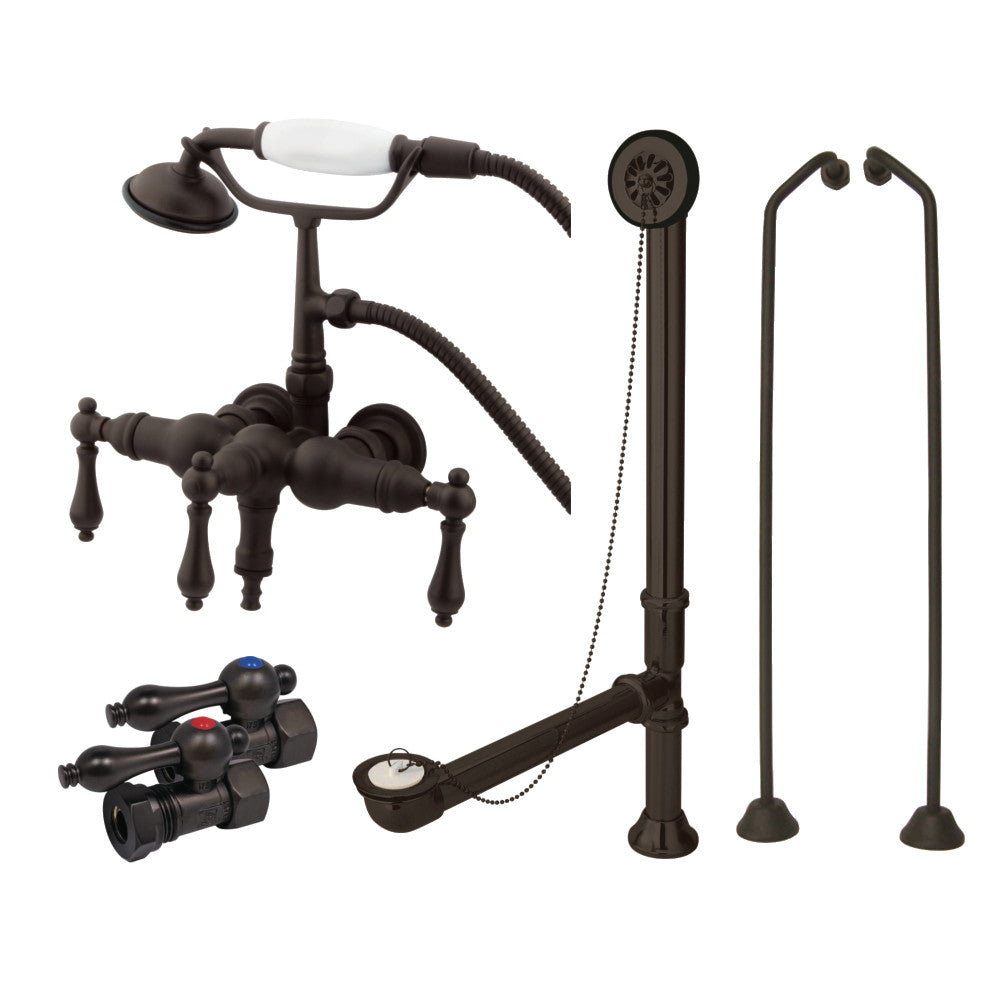 Vintage Wall Mount Clawfoot Tub Faucet Package with Supply Line