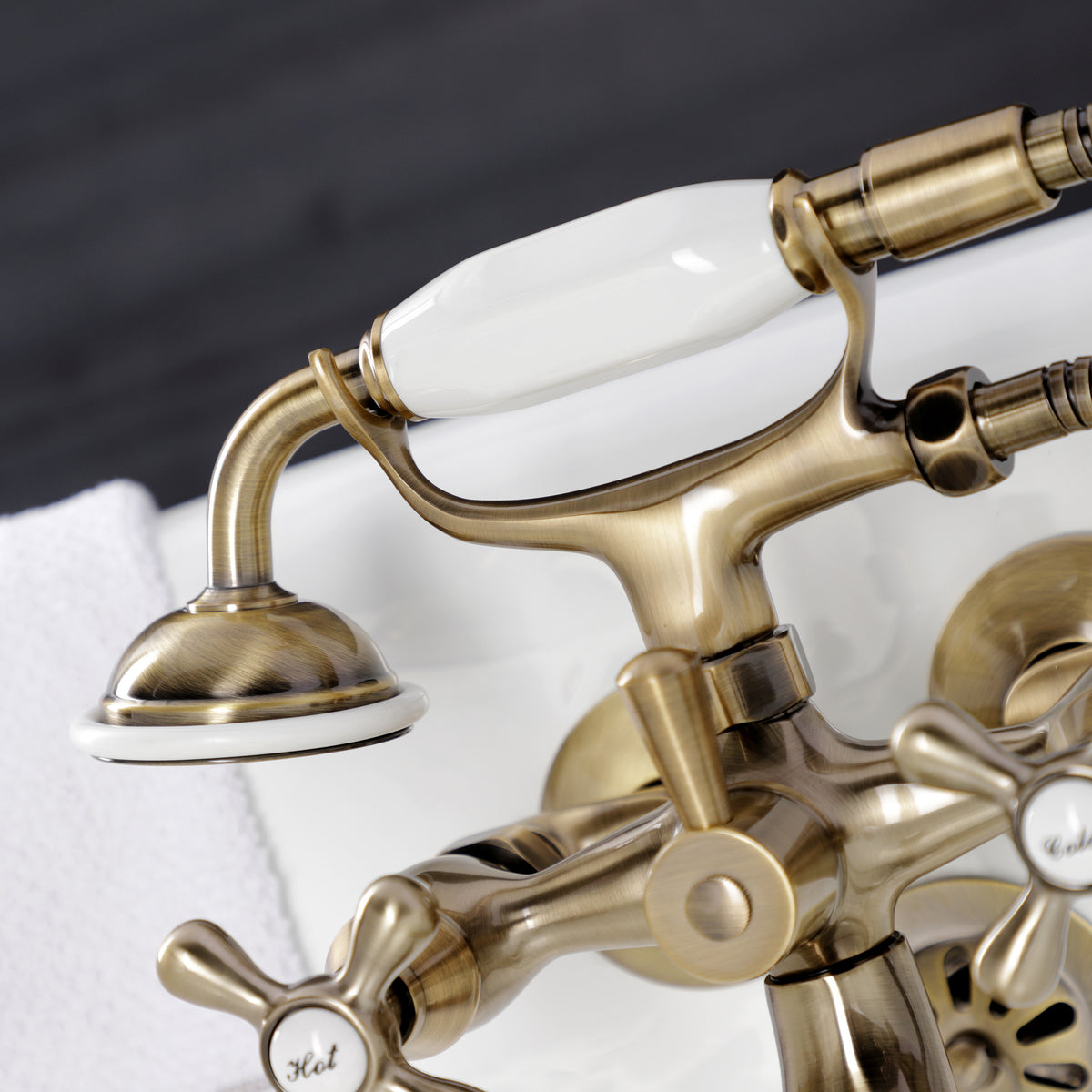 Kingston Wall Mount Clawfoot Tub Faucet with Hand Shower