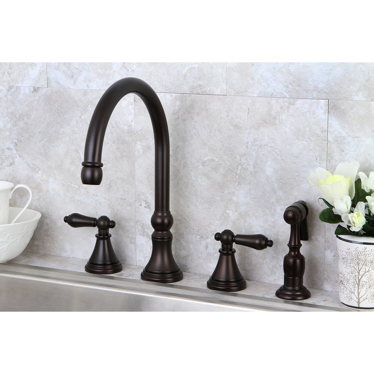 Kingston Brass KS2798ALBS Widespread Kitchen Faucet