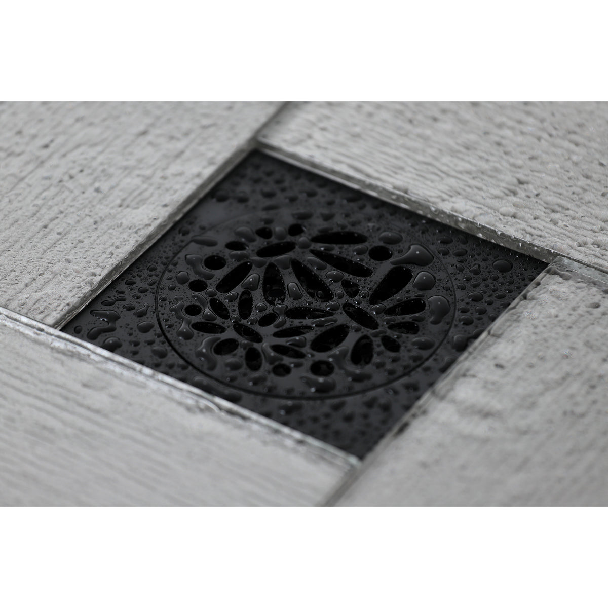 Kingston Brass Watercourse Floral 4" Square Grid Shower Drain
