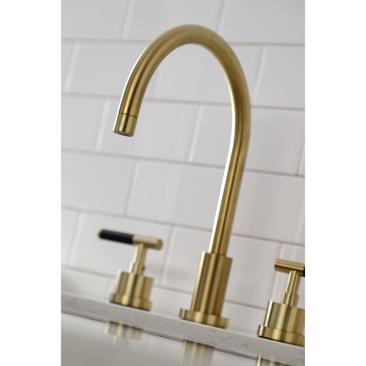Kingston Brass KS8728CKLBS Kaiser Widespread Kitchen Faucet with Brass Sprayer
