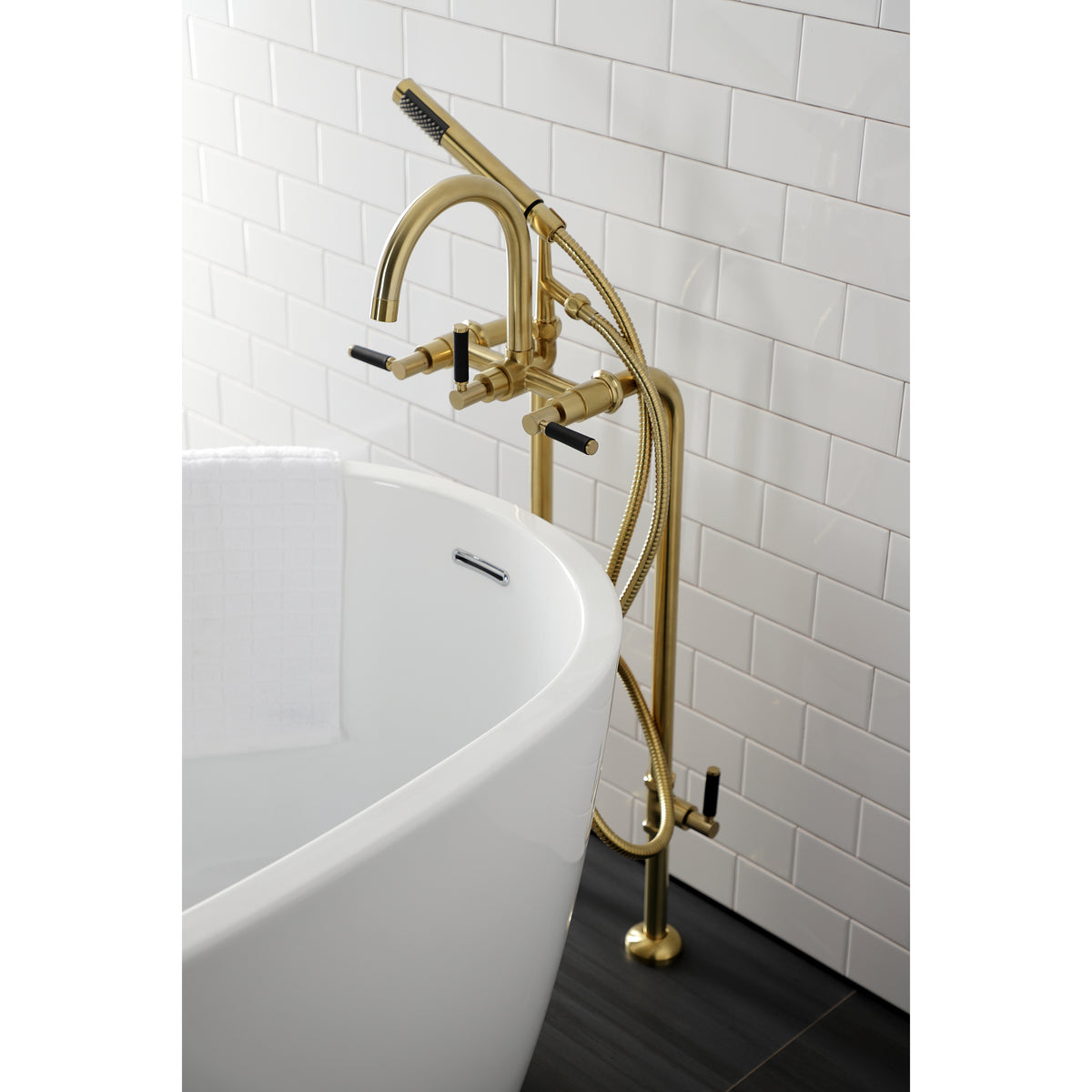Aqua Vintage Concord Freestanding Tub Faucet with Supply Line, Stop Valve