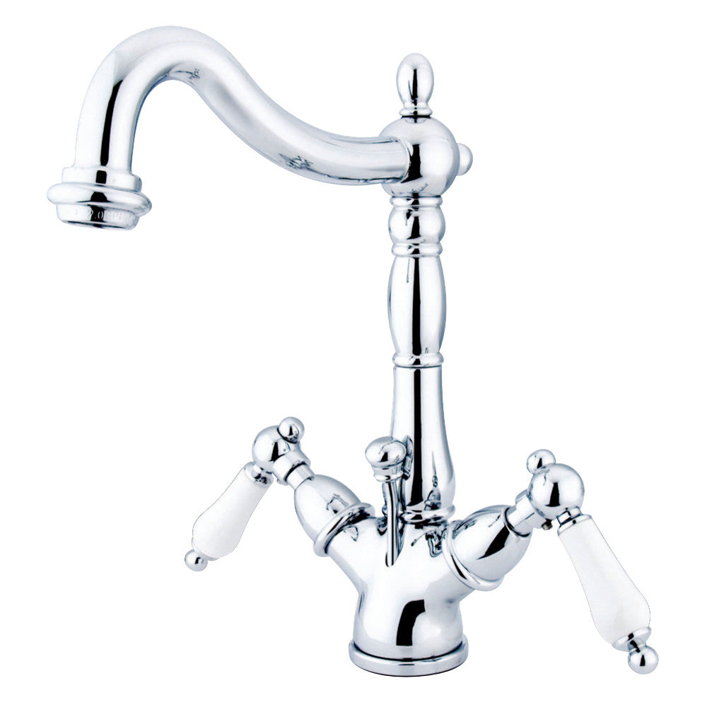 Kingston Brass KS1430PL Heritage Two-Handle Bathroom Faucet with Brass Pop-Up and Cover Plate