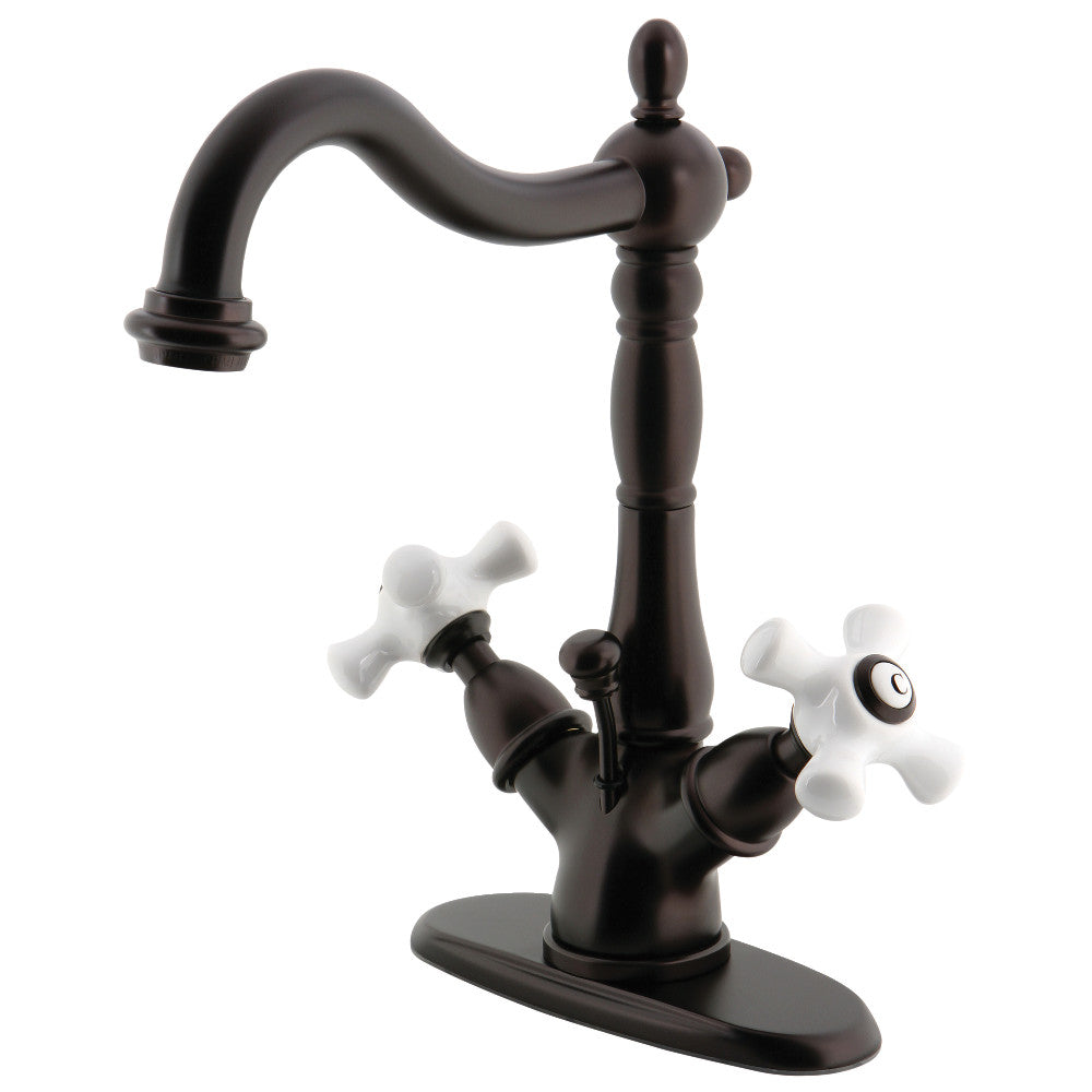 Kingston Brass KS1430PX Heritage Two-Handle Bathroom Faucet with Brass Pop-Up and Cover Plate