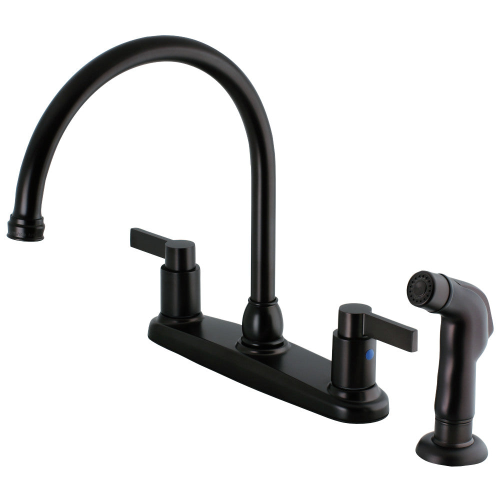 Kingston Brass FB2795NDLSP NuvoFusion 8-Inch Centerset Kitchen Faucet with Sprayer