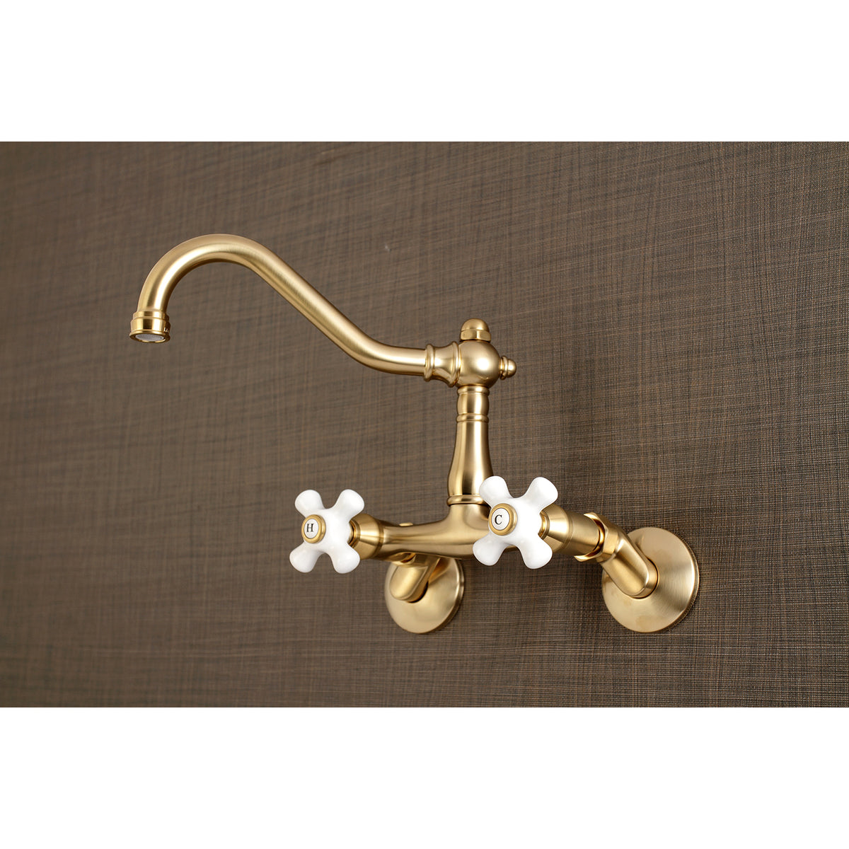 Kingston Brass KS3222PX Vintage 6" Adjustable Center Wall Mount Kitchen Faucet