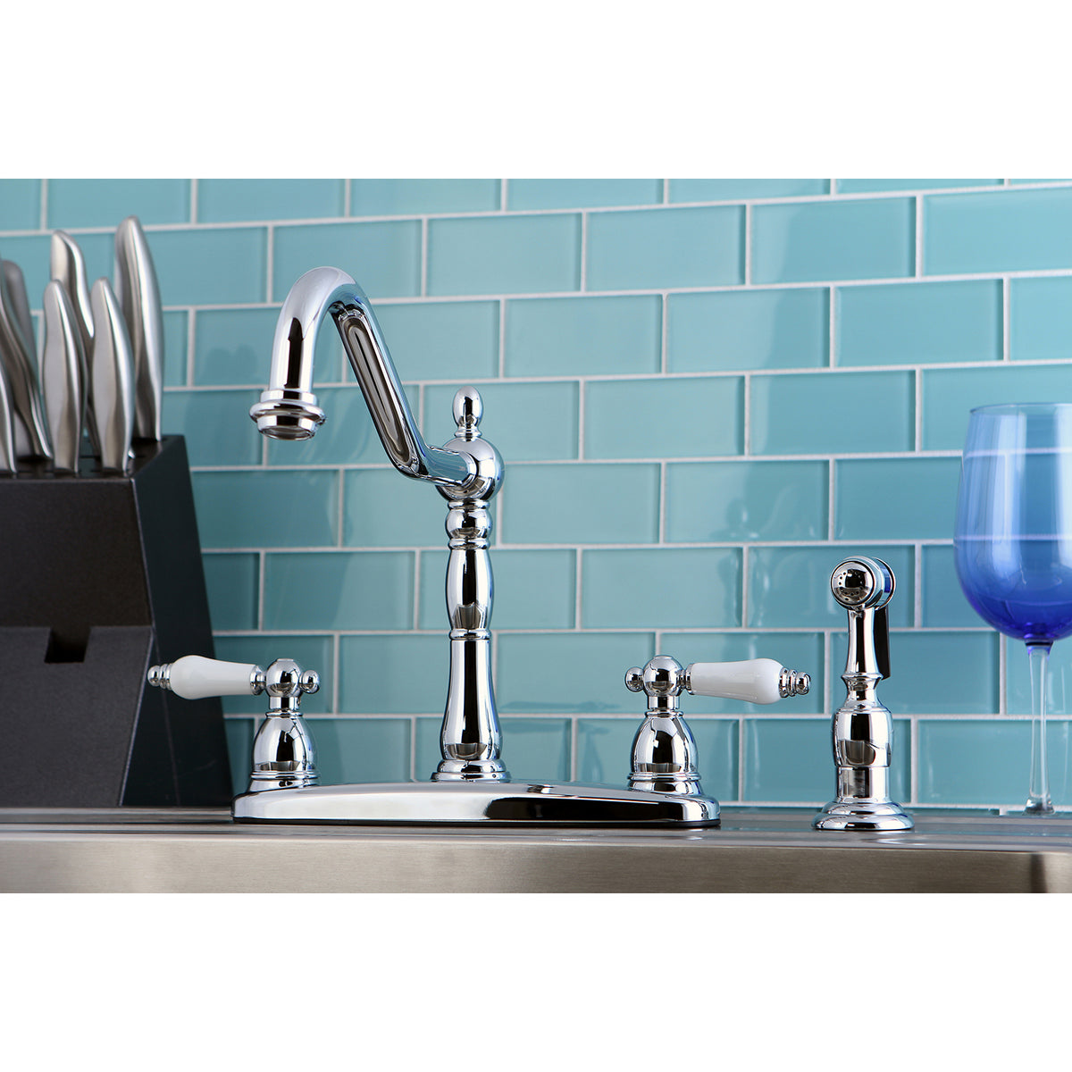 Kingston Brass KB1752PLBS Heritage Centerset Kitchen Faucet