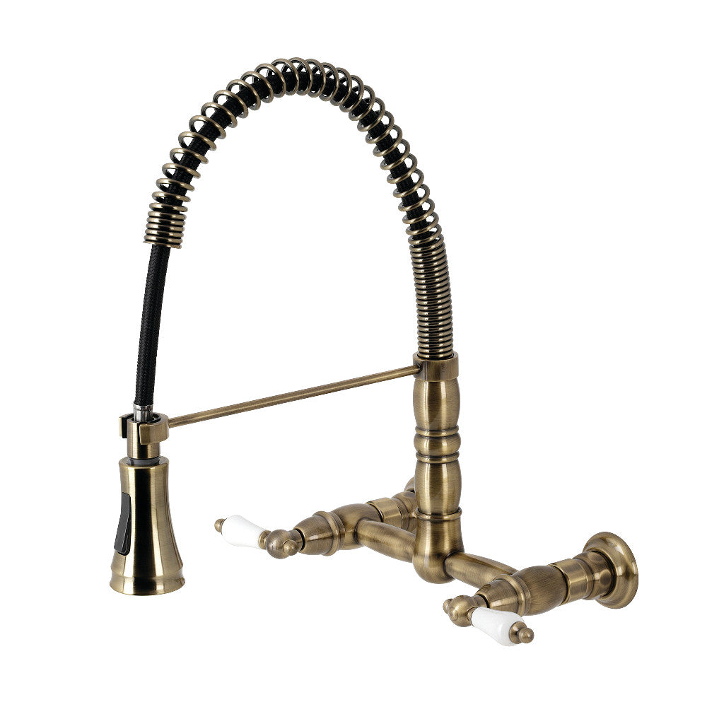 Gourmetier GS1245PL Heritage Two-Handle Wall-Mount Pull-Down Sprayer Kitchen Faucet