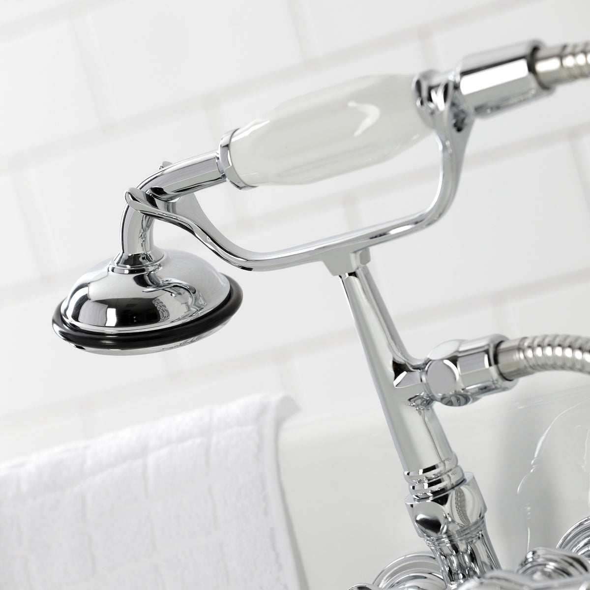Vintage 3-3/8" Tub Wall Mount Clawfoot Tub Faucet with Hand Shower