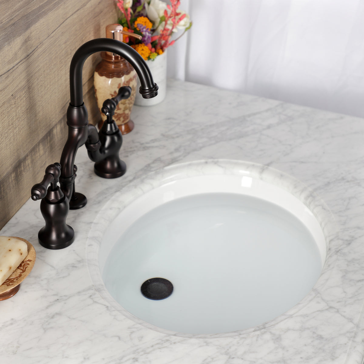 Kingston Brass KS7995AL English Country Bridge Bathroom Faucet with Brass Pop-Up