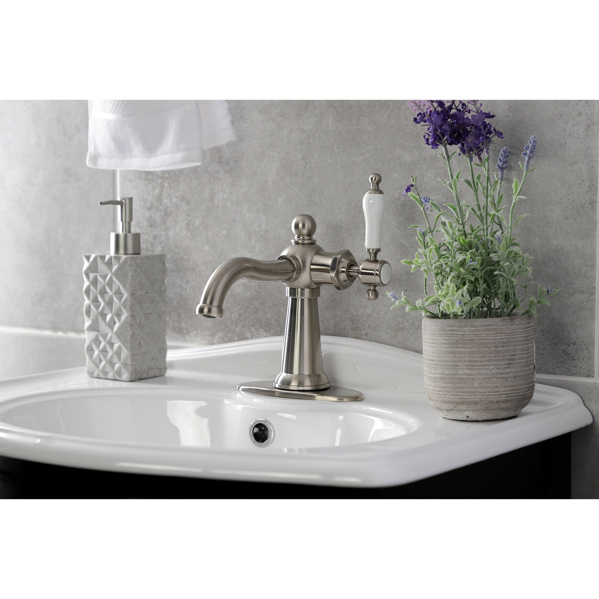 Kingston Brass KSD154KLCP Nautical Single-Handle Bathroom Faucet with Push Pop-Up