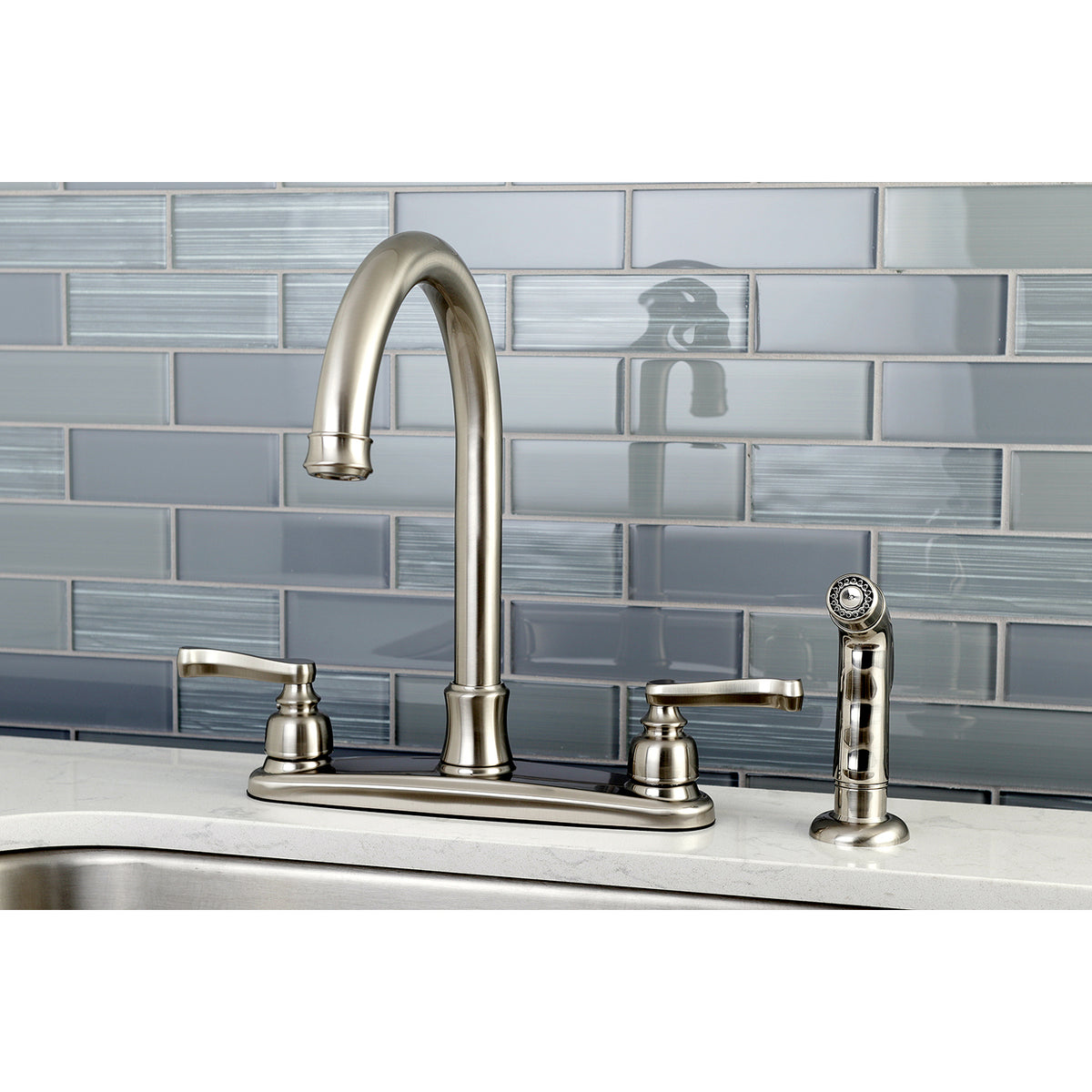 Kingston Brass FB7791FLSP Royale 8-Inch Centerset Kitchen Faucet with Sprayer