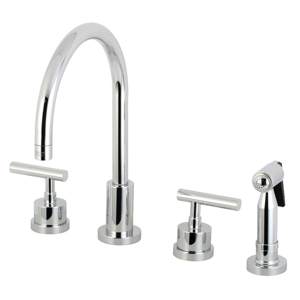 Kingston Brass KS8723CMLBS Manhattan 8-Inch Widespread Kitchen Faucet with Brass Sprayer
