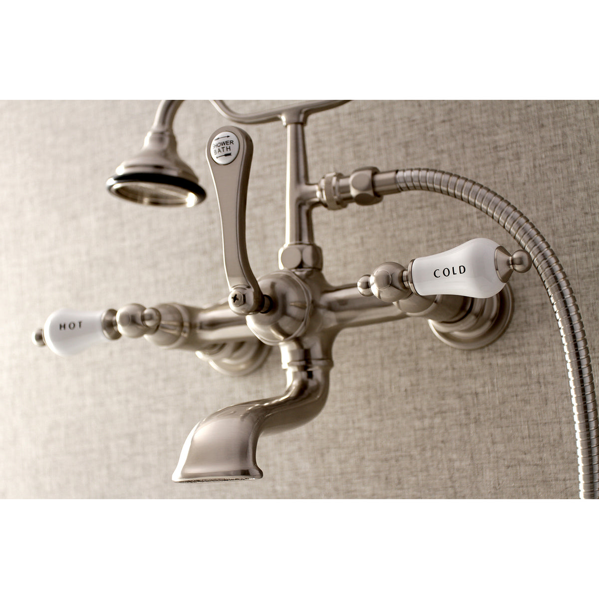 Aqua Vintage 7-Inch Wall Mount Tub Faucet with Hand Shower