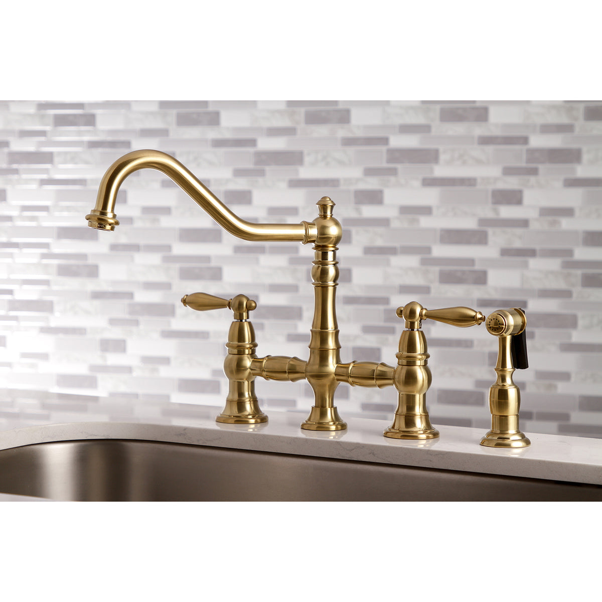 Kingston Brass KS3270ALBS Kitchen Faucet with Side Sprayer