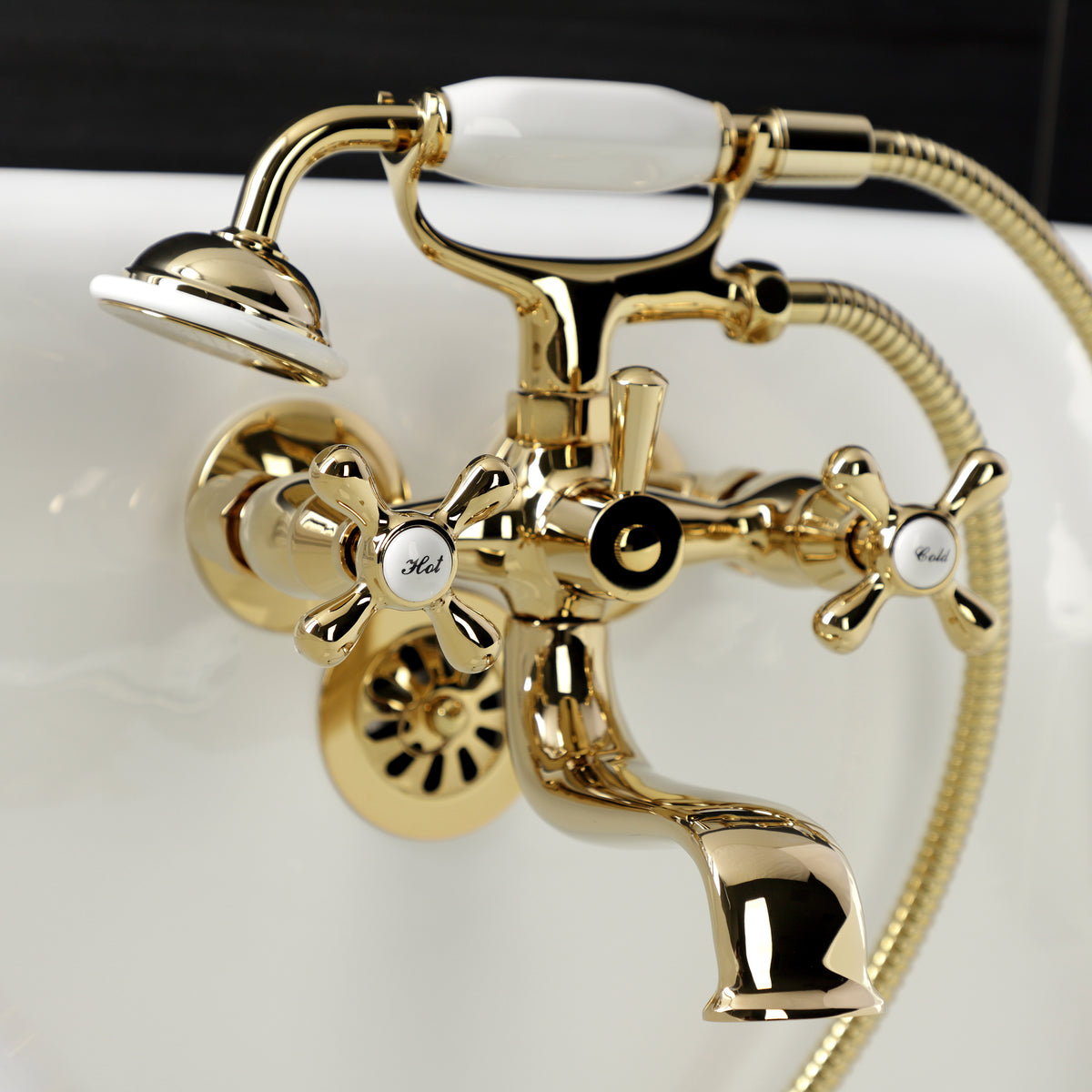 Kingston Wall Mount Clawfoot Tub Faucet with Hand Shower