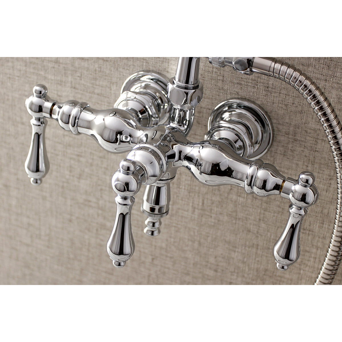 Aqua Vintage 3-3/8 Inch Wall Mount Tub Faucet with Hand Shower