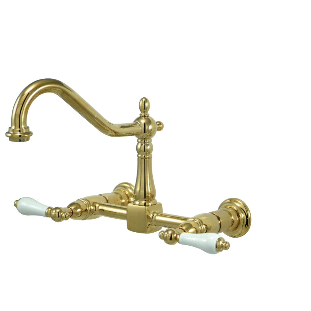 Kingston Brass KS1246PL Heritage Wall Mount Bridge Kitchen Faucet