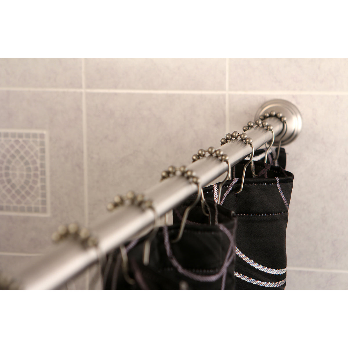Kingston Brass Straight Shower Curtain Rod with Shower Curtain Rings