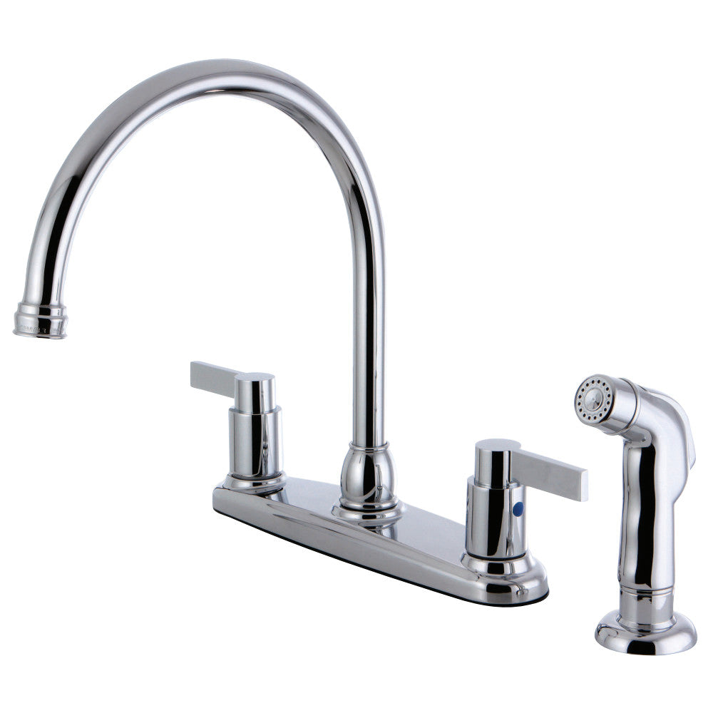 Kingston Brass FB2795NDLSP NuvoFusion 8-Inch Centerset Kitchen Faucet with Sprayer