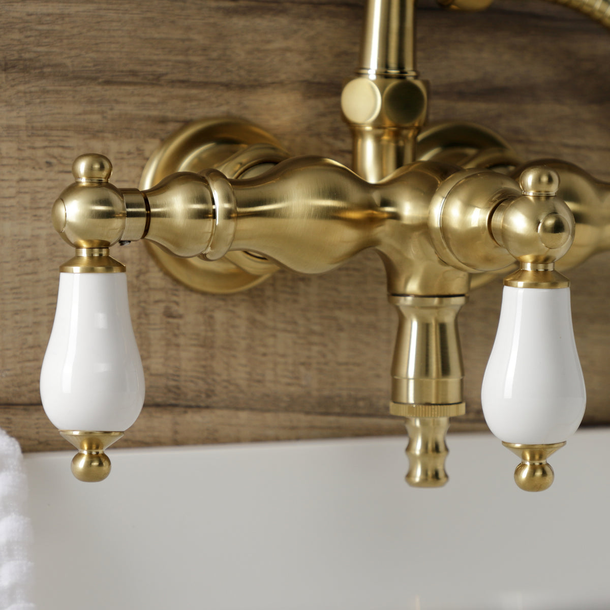 Aqua Vintage 3-3/8 Inch Wall Mount Tub Faucet with Hand Shower